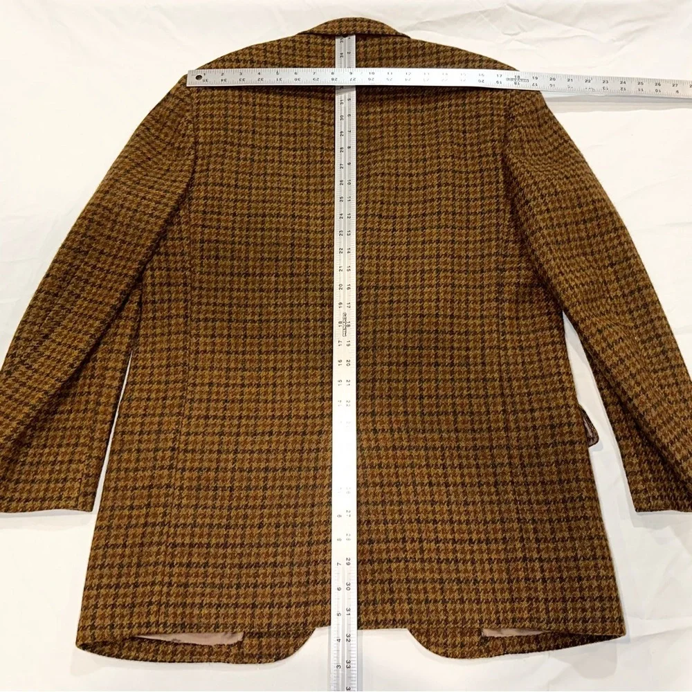 Vtg 70s Tweed Blazer Great Britain Luxury Brown Wool Houndstooth Sport Coat 41L
